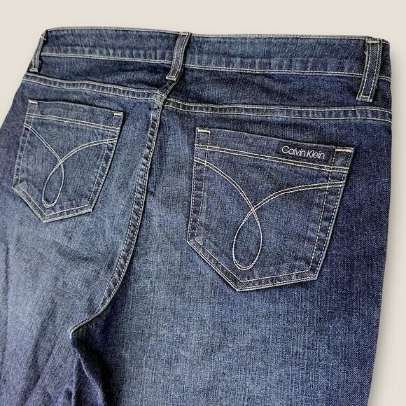 Calvin Klein Classic Bootcut Mid Rise Dark Blue Denim Jeans Womens Size 14X32 - Picture 6 of 11